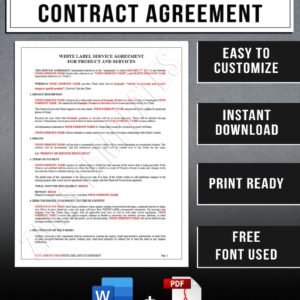 White Label Service Agreement For Product and Services Agreement Contract Template | White Label Agreement | Instant Download