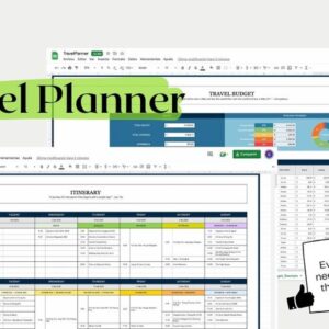 Travel Planner, Travel Organizer, Travel Budget, Packing List, Digital Planner, Excel Spreadsheet and Google Sheets, Editable Template