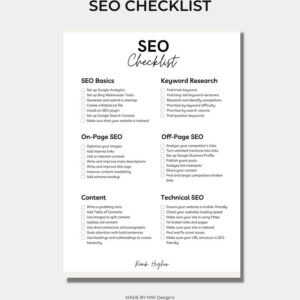 SEO Checklist, SEO Optimization, PDF Checklist, Website , Improve Online Traffic