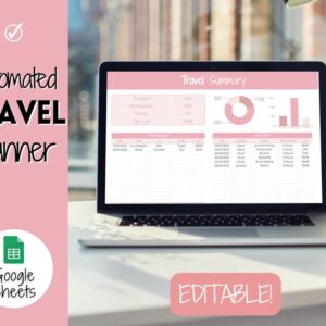 Digital Travel Planner, Editable Travel Budget Planner, Google Sheets Spreadsheet, Trip Expense Tracker, Packing List, Vacation Schedule