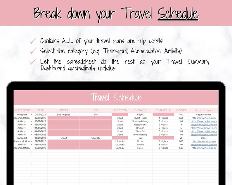 Digital Travel Planner, Editable Travel Budget Planner, Google Sheets Spreadsheet, Trip Expense Tracker, Packing List, Vacation Schedule Digital Travel Planner, Editable Travel Budget Planner, Google Sheets Spreadsheet, Trip Expense Tracker, Packing List, Vacation Schedule - Image 4