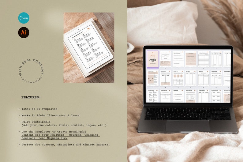 COACH Stress and Anxiety Worksheets / Coaching Tools / Brandable Coaching Templates COACH Stress and Anxiety Worksheets / Coaching Tools / Brandable Coaching Templates - Image 2