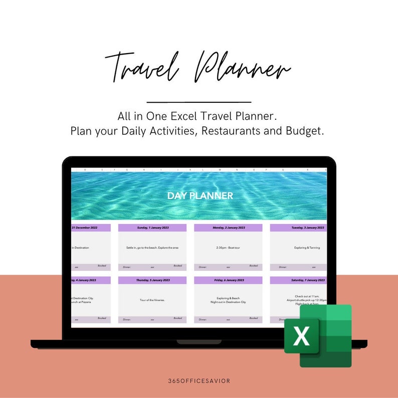 Excel Travel Planner | Budget | Activities | Daily Planner