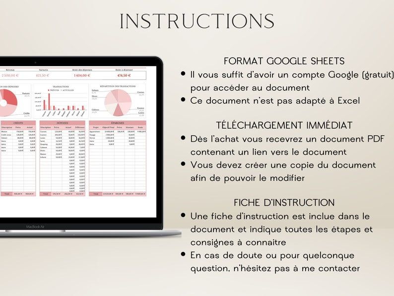 MONTHLY BUDGET PLANNER in French/Pink | Google Sheets | Planner Budget Template Finance Tracker Budget Spreadsheet Financial Planner MONTHLY BUDGET PLANNER in French/Pink | Google Sheets | Planner Budget Template Finance Tracker Budget Spreadsheet Financial Planner - Image 2