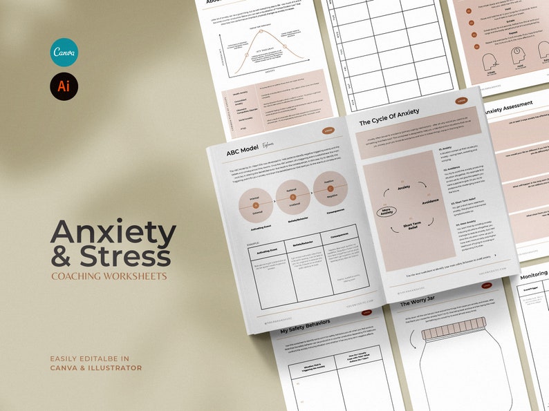 COACH Stress and Anxiety Worksheets / Coaching Tools / Brandable Coaching Templates COACH Stress and Anxiety Worksheets / Coaching Tools / Brandable Coaching Templates
