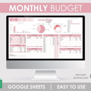 Monthly Budget Planner: Google Sheet Template | Financial Organizer | Personal Expense Tracker