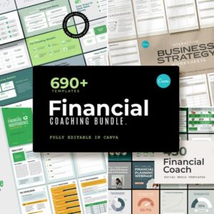 650+ Financial Coaching Bundle CANVA / Financial Freedom Templates with Real Content