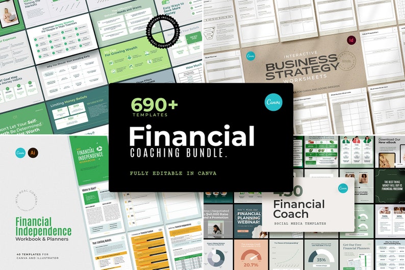 650+ Financial Coaching Bundle CANVA / Financial Freedom Templates with Real Content 650+ Financial Coaching Bundle CANVA / Financial Freedom Templates with Real Content