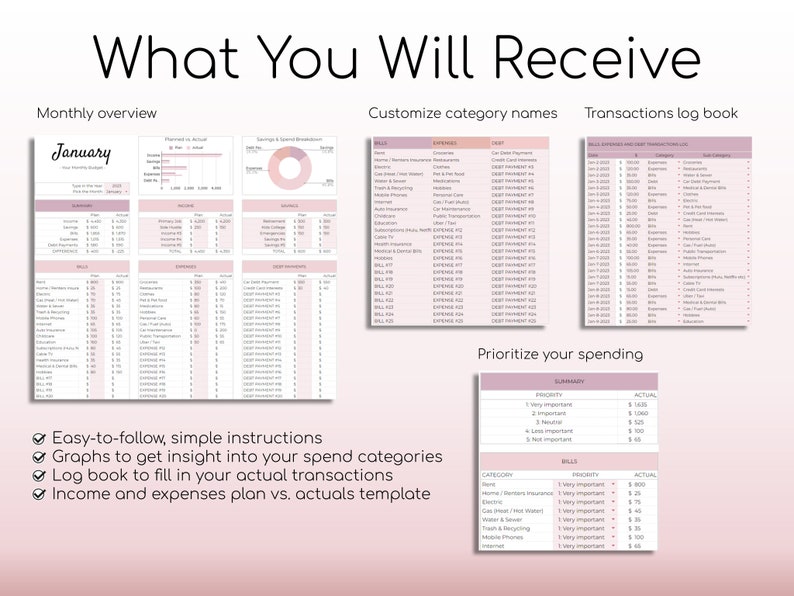 Monthly Budget Spreadsheet | Blush Pink Palette | Simple Annual Budget | Personal Finances | Easy Google Sheets | Financial Planner Easy Monthly Budget Spreadsheet | Blush Pink Palette | Simple Annual Budget | Personal Finances | Easy Google Sheets | Financial Planner Easy - Image 2