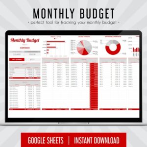 Monthly Budget, Budget Spreadsheet, Financial Planner, Personal Finance, Budget Template, Expense Tracker, Digital Budget, Excel Budget