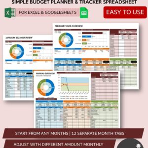 50/30/20 Monthly Budget Template | Expenses Tracker | Digital Budget Planner | Budget Spreadsheet for Excel and Google Sheets
