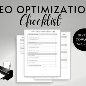 Printable SEO Optimization Checklist, SEO Ranking Guide For Small E-Commerce Businesses, Marketing SEO Planner For  Shops Listings