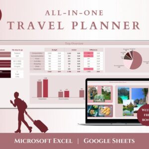 Travel planner digital travel planner googlesheets travel planner excel spreadsheet travel organizer holiday planner travel budget tracker