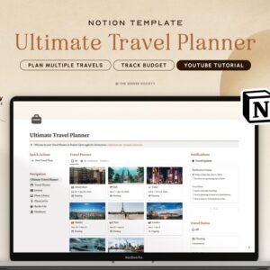 Notion Template Travel Planner Vacation Planner Holiday Planner Notion Planner, Travel Journal Itinerary Travel Organizer Notion Templates