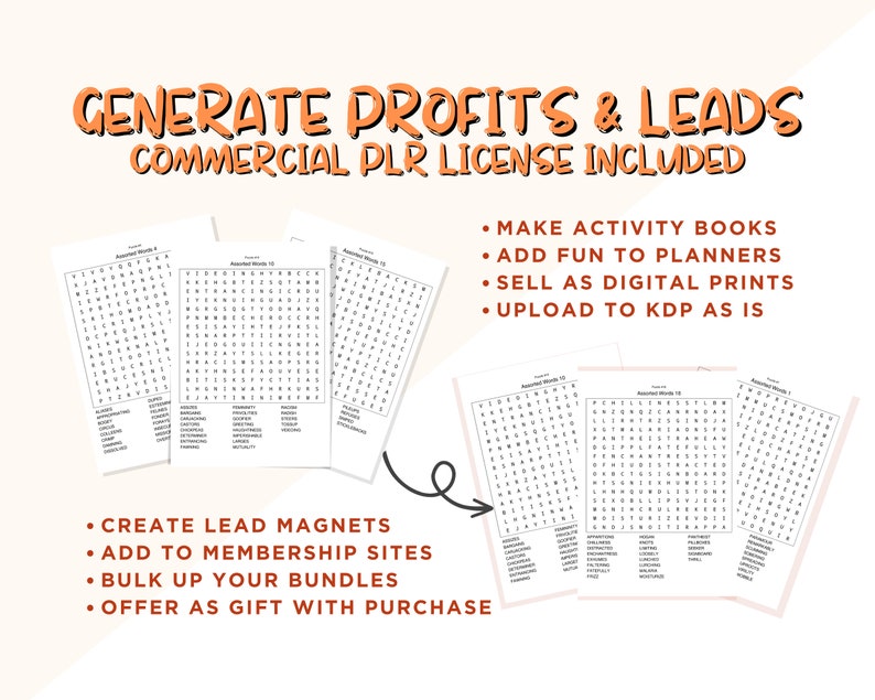 PLR Word Search Sheets Pack of 200 Puzzles Resellable Wordsearch Activity Books with Private Label Rights for Resell Make Your Own Book PLR Word Search Sheets Pack of 200 Puzzles Resellable Wordsearch Activity Books with Private Label Rights for Resell Make Your Own Book - Image 4