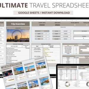 Ultimate Travel Spreadsheet Digital Travel Planner Travel Budget Google Sheets Vacation planner Editable Template Holiday Planner