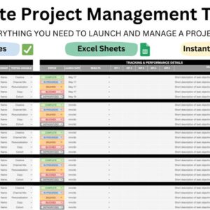 Ultimate Project Management Toolkit: 8 Instant Download Excel Sheet Templates | Everything You Need To Manage Your Project Successfully