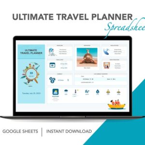 Travel Planner Spreadsheet for Google Sheets, Travel Budget Tracker, Packing List, Travel Checklist, Vacation Planner, Holiday Planner