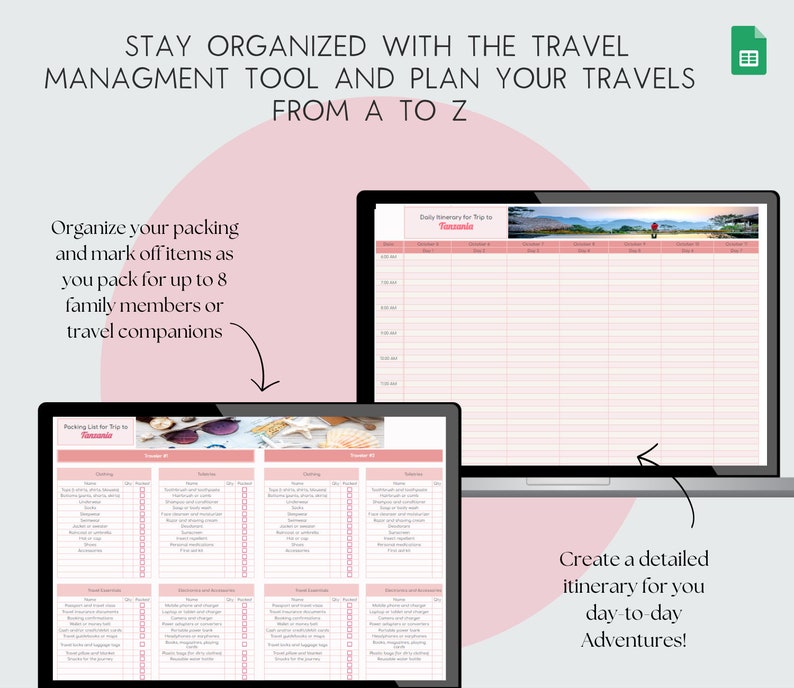Travel Planner Spreadsheet Template Family Travel Spreadsheet Vacation planner Editable Travel Budget Spreadsheet Travel Checklist Travel Planner Spreadsheet Template Family Travel Spreadsheet Vacation planner Editable Travel Budget Spreadsheet Travel Checklist - Image 4