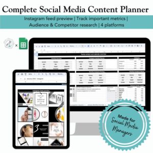 Complete Social Media Content Planner and Calendar | Google Sheets Template | Yearly | Digital Download