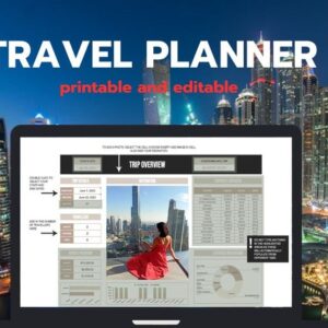 Digital Travel Planner, Excel Travel Planner, Trip Organizer, Travel Budget, Travel Itinerary, Trip Planner Packing List, 50% off
