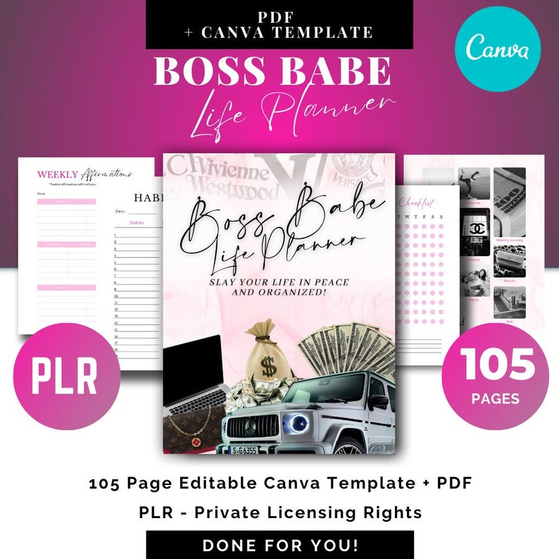 Boss Babe Life Planner, How to Make Money Online, White Label, Private Label Rights , Make profit- Done for You RESELL - PLR- MRR