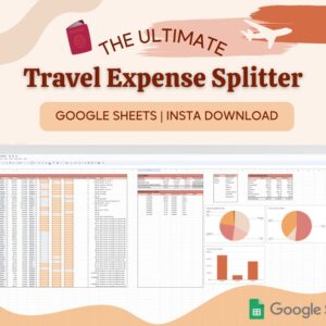Travel Expense Tracker Planner Google Sheets Boho Theme Bill Splitter with Friends, Digital Template Sheet, Budget Tracker