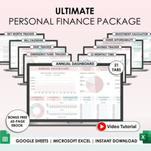 Annual Budget Spreadsheet Excel Google Sheets Monthly Biweekly Budget Tracker Budget Planner Financial Planner Bill Calendar Debt Tracker
