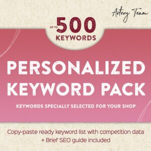 SEO personalized keyword pack for your  shop - Up to 500 Tags for your  shop - SEO marketing help and guide