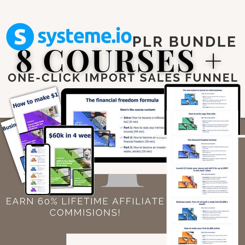 Systeme.io PLR 8 Courses Instant Download I Private Label Rights I Business Growth I Free Funnel Template To Sell I Sales & Thank you Page