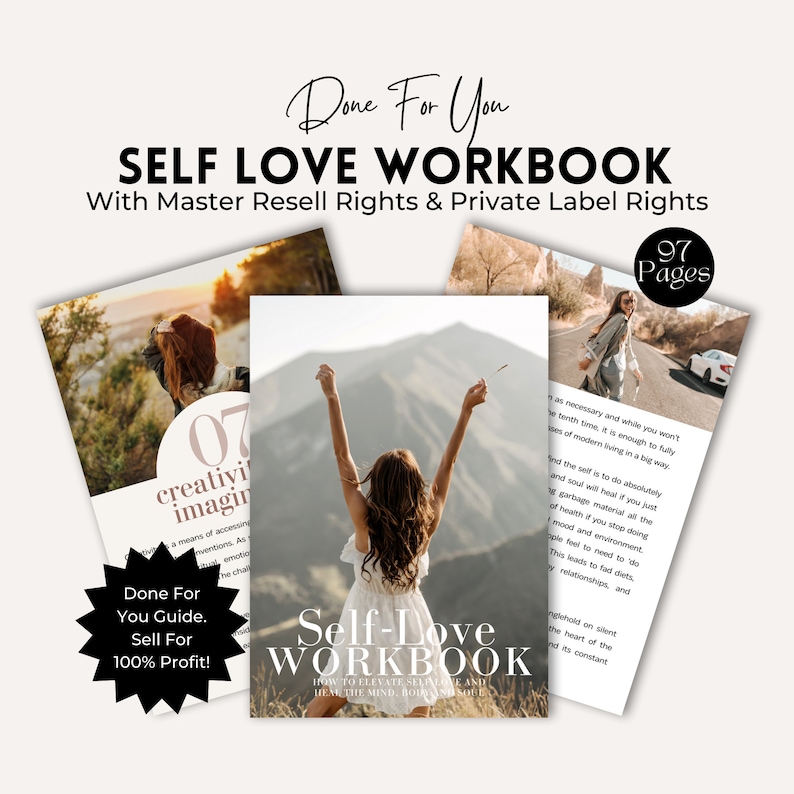Self Love Journal with Master Resell Rights | Editable PLR Canva Template | Lead Magnet Coach | Spiritual Business Workbook.