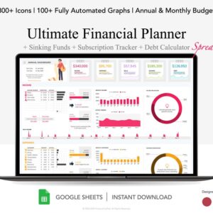 Annual and Monthly Budget Planner for Google Sheets, Sinking Funds, Debt Repayment, Subscription Tracker, Financial Planner, Light Mode