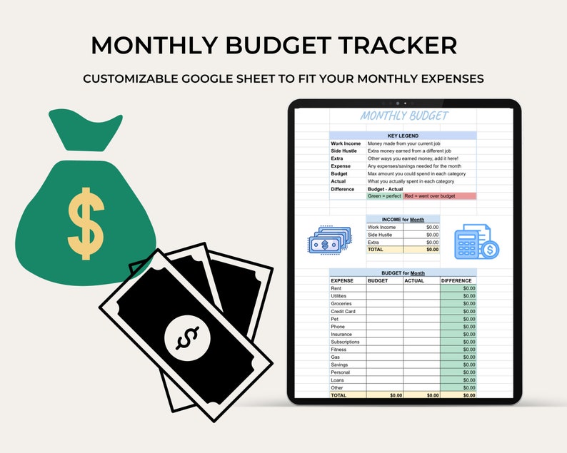 Easy Monthly Budget Tracker - Google Sheet Easy Monthly Budget Tracker - Google Sheet - Image 2