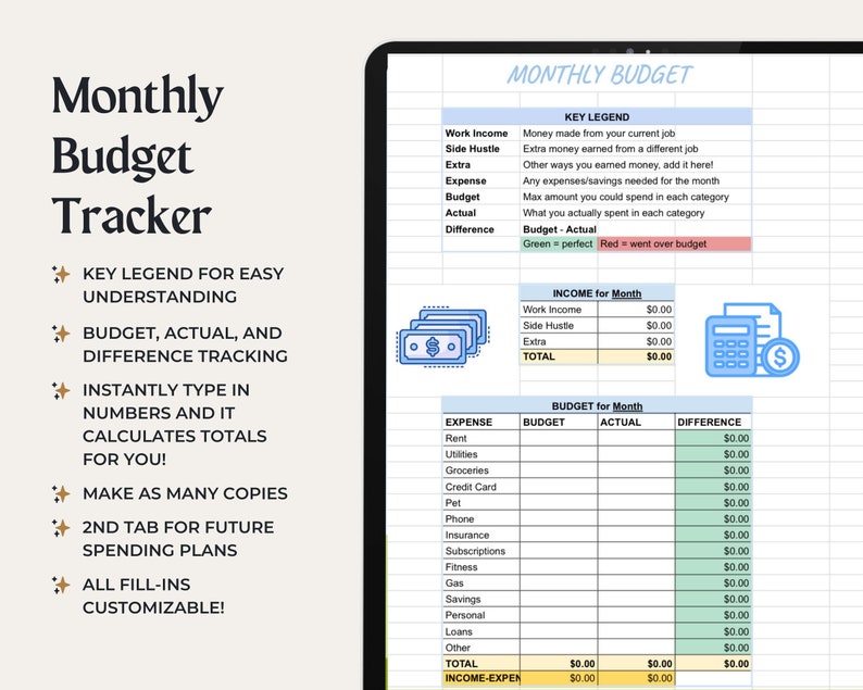 Easy Monthly Budget Tracker - Google Sheet Easy Monthly Budget Tracker - Google Sheet - Image 3