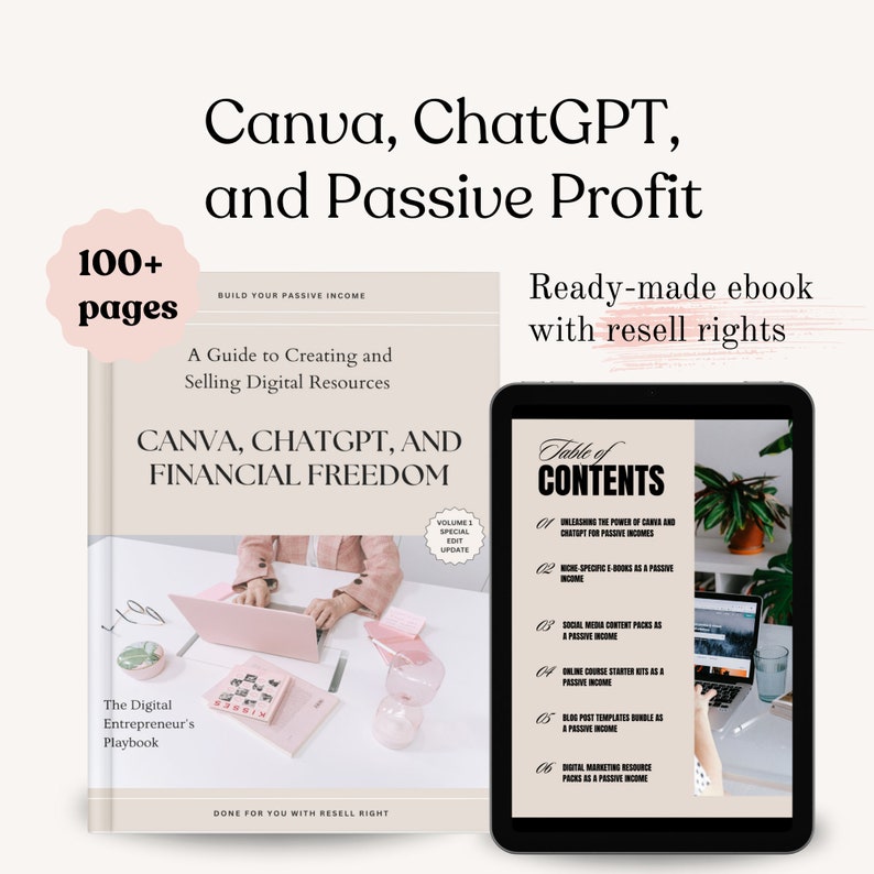 ChatGPT and Canva for Passive Income, Done For You ebook, Private Label Right, Resell Right, Digital Product Guide, Small Business Ebook
