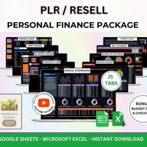 MRR PLR Budget Planner, Resell Spreadsheet, PLR Google Sheets, Reseller Spreadsheet, Plr Annual and Monthly Planner, Master Resell Rights
