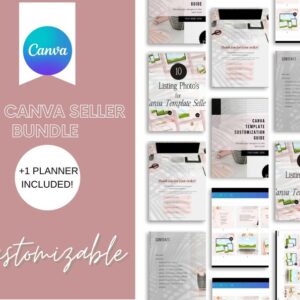 PLR Seller Templates Bundle, Editable in Canva, Design Templates, Digital Products, Resell Rights, Download Instructions template, Tutorial