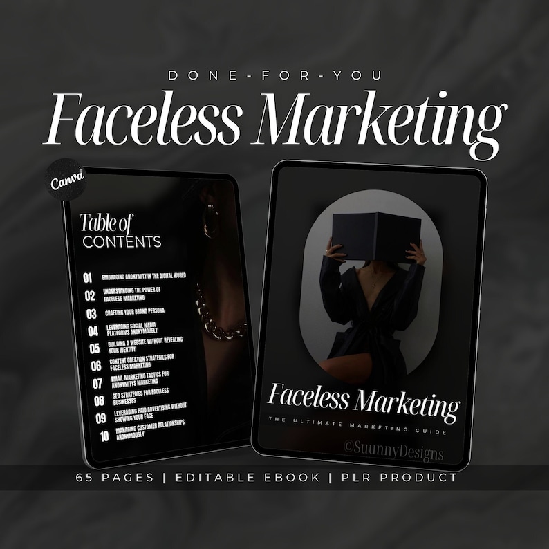 Faceless Digital Marketing Ebook | Faceless Guide With Private Label Rights | PLR Product | Done For You Ebook | Marketing Guide PLR