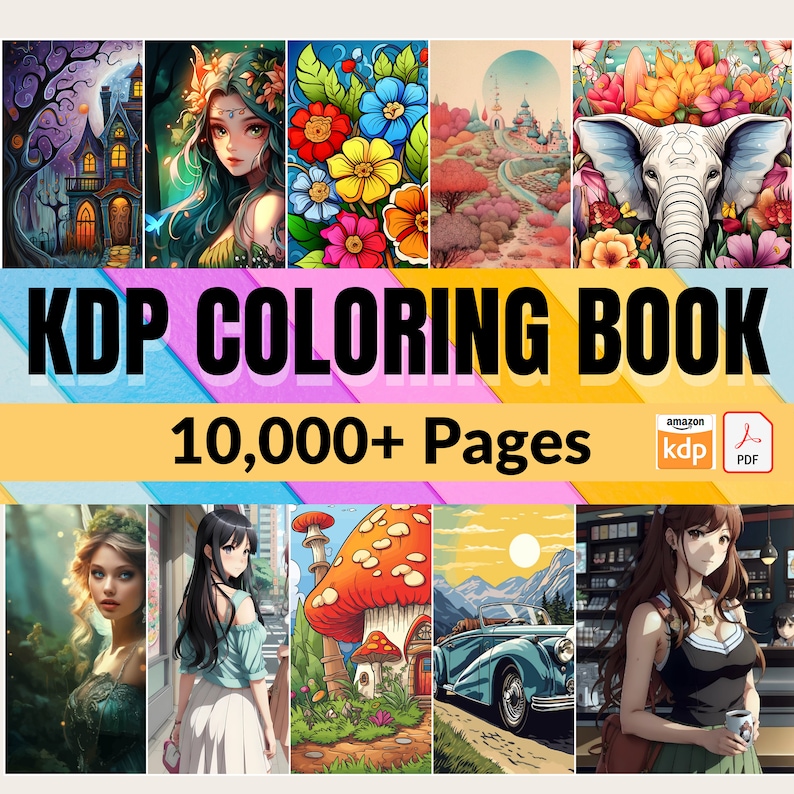 Coloring Book 10, 000+ Pages KDP Bundle colouring sheets for adults for kids PLR Book Sets & Collections