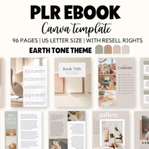 PLR Ebook Template, Ebook Beige Earth Tone, PLR Canva Template, PLR Ebook, Plr digital product, commercial use canva, resell rights Canva