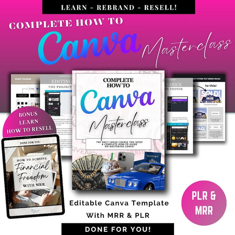 Canva Masterclass: The Only Canva Crash Course You Will Need! with Master Resell Rights and Private Label Rights - Done for You PLR- MRR
