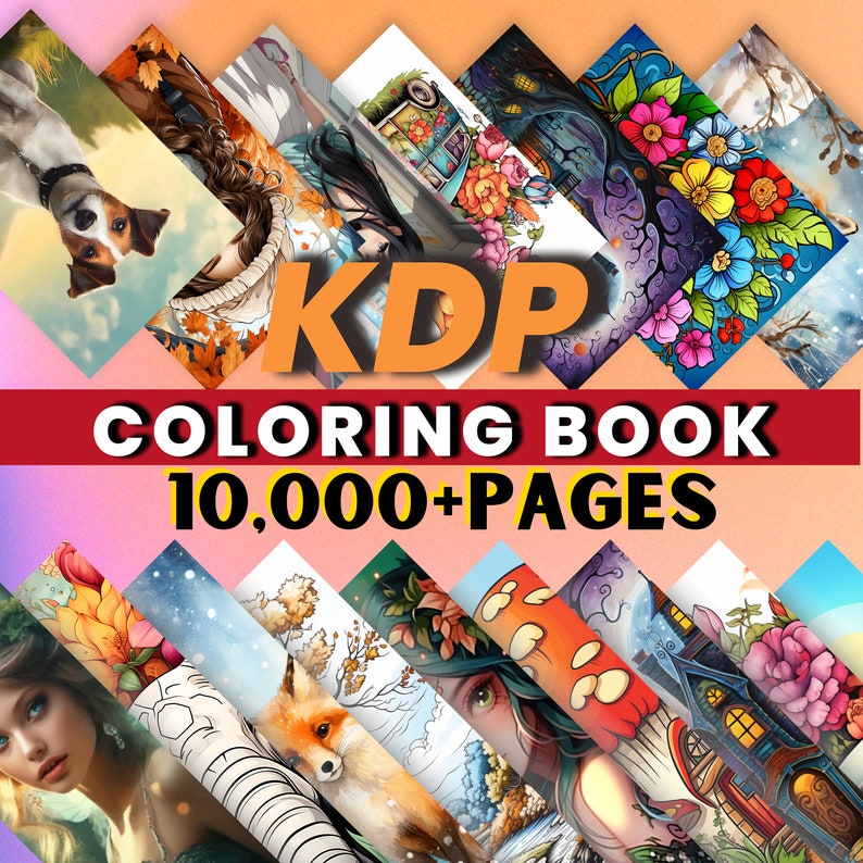 PLR Coloring Book 10000+ KDP Bundle coloring page for adults and kids Book Set Collection anime animal cars motivational nature MRR Resell