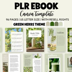 PLR Ebook Template Green Theme, PLR Canva Template, ebook health Plr digital product, commercial use canva, resell rights ebook health coach
