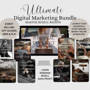 Done for you FACELESS Digital Marketing Guide Bundle of 8 with Master Resell Rights MRR & Private Label Rights PLR Digital Marketing