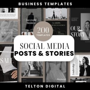 200 Business Social Media Designed | DONE-FOR-YOU Templates | Social Media Engagement | Master Resell Rights + Private Label Rights
