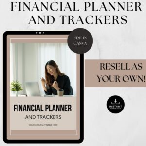 Financial Planner and Trackers with Resell Rights, Savings Trackers, PLR Financial Planner Canva Template, Resell as Your Own