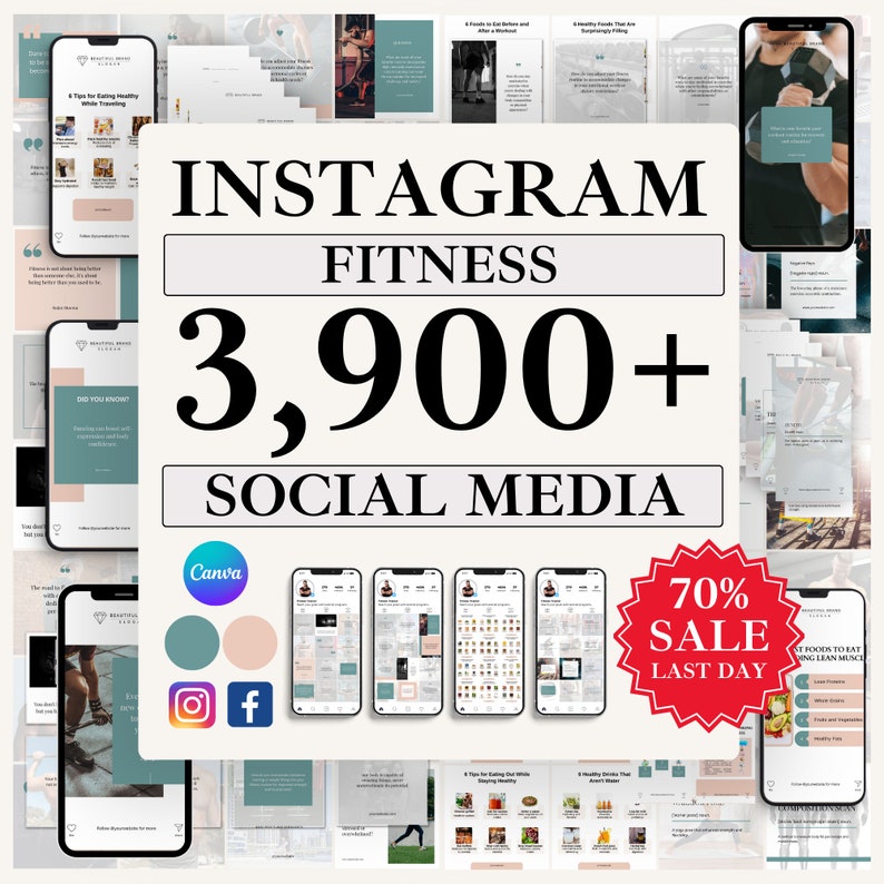 Fitness Ultimate Marketing Template Bundle, Fitness Social Media Mega Bundle, Fitness coaching Instagram, Infographics Instagram Canva
