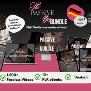 MEGA PLR Bundle 12 eBooks & 1,500 Faceless Reels Faceless Business Passive Income Instagram online business make money German