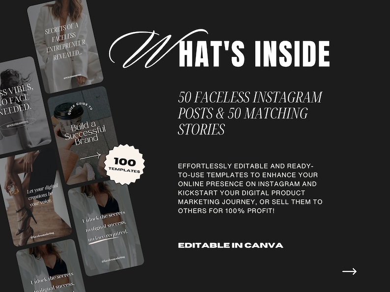 NEW Faceless Digital Marketing Instagram Post & Stories Templates, Social Media Templates With Master Resell Rights, MRR/PLR, Canva Template NEW Faceless Digital Marketing Instagram Post & Stories Templates, Social Media Templates With Master Resell Rights, MRR/PLR, Canva Template - Image 2