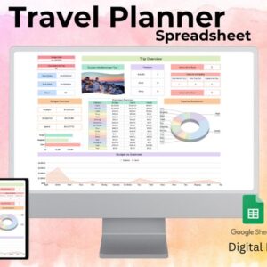 One Month Travel Planner | Google Sheets Template | Budget Spreadsheet | Travel Itinerary | Travel Research Aid | Holiday Planner